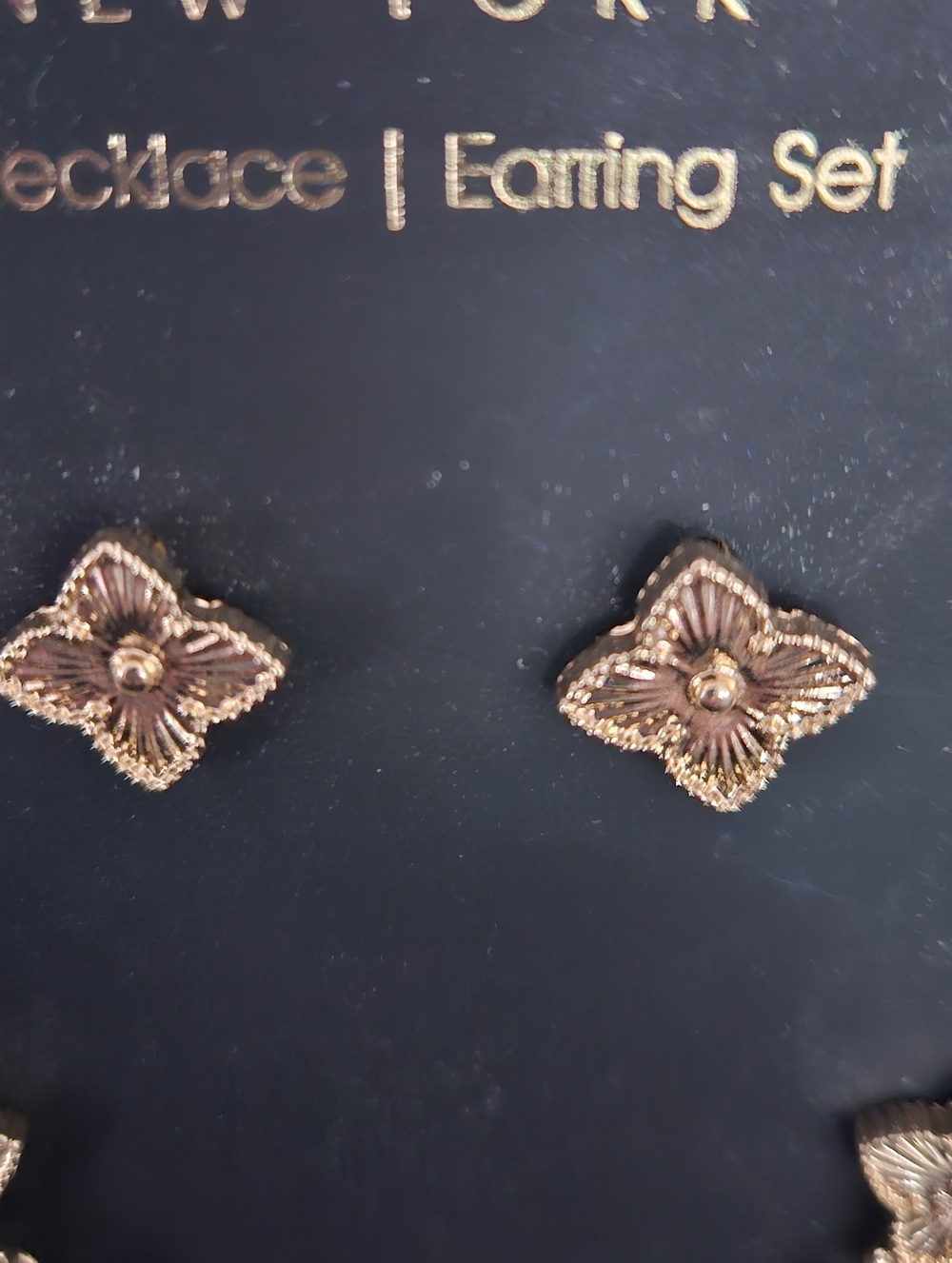 Nicole Miller Gold and Black Flower Necklace & Earring Set, NWT - Picture 3 of 6